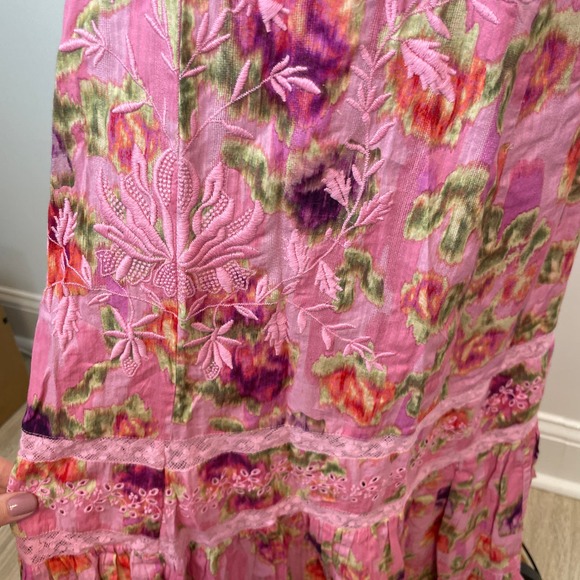 LoveShackFancy Floral Lace Mariata Maxi Dress In Wild Pink Rose Size 6 New - Picture 10 of 16